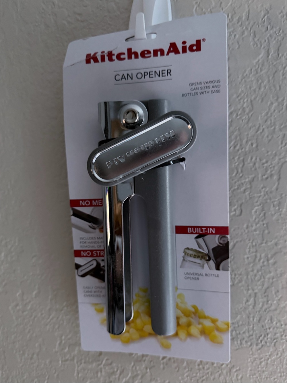 KitchenAid Silver Gray Can Opener with Built-In Bottle Opener